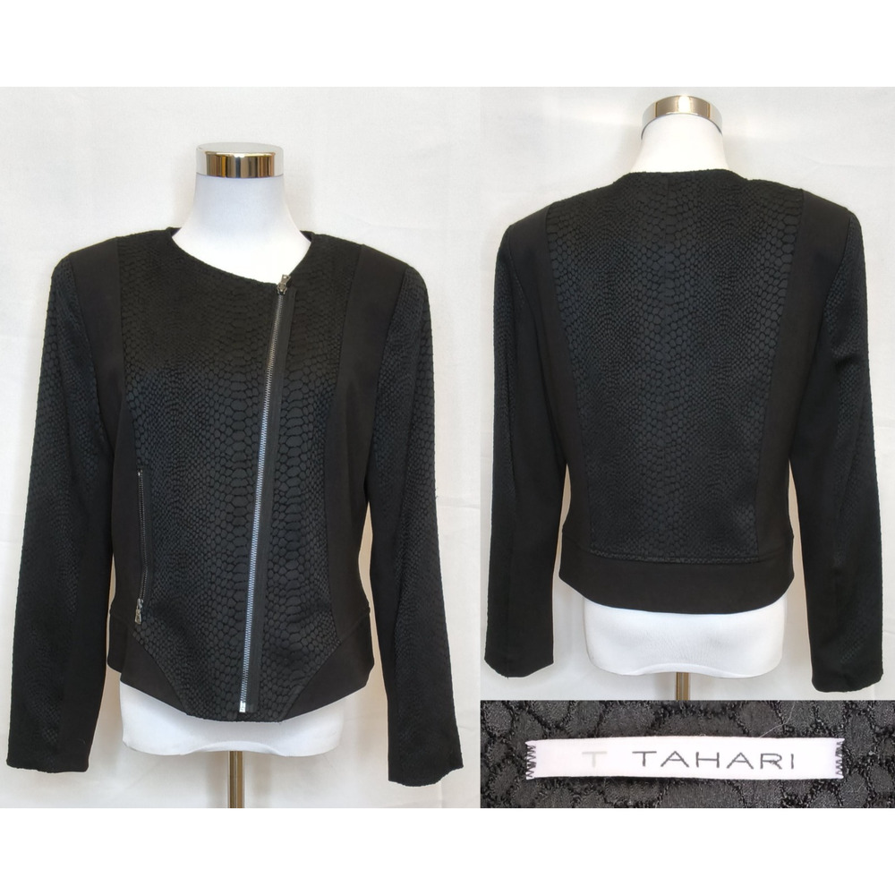 Elie Tahari Kruse Jacket Women's M Black Croc Embroidered Pattern NWT #W4844